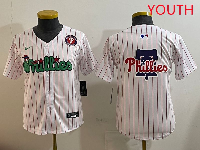 Youth Philadelphia Phillies Blank White three generations Joint Name Nike 2025 MLB Jersey style 7->youth mlb jersey->Youth Jersey